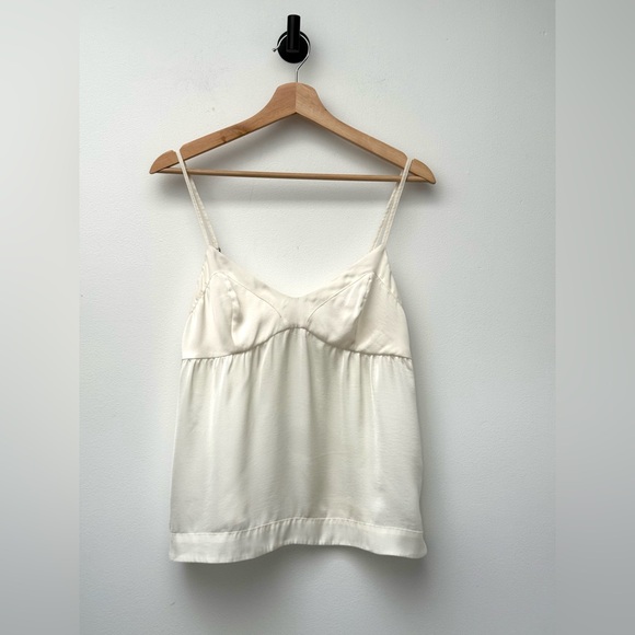 Aritzia Talula Cream Satin Spaghetti-Strap Minimalist Cami Tank Adjustable Staps - Picture 2 of 10